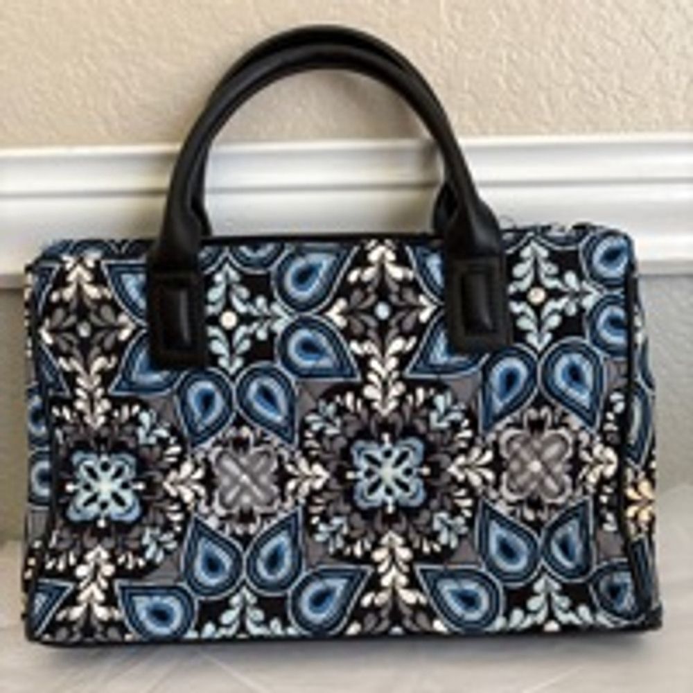 Vera Bradley Black, Blue & White Quilted Satchel
